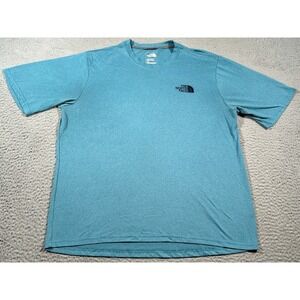 North Face Shirt Mens Large Blue Performance Hiking Flashdry Trail Short Sleeve